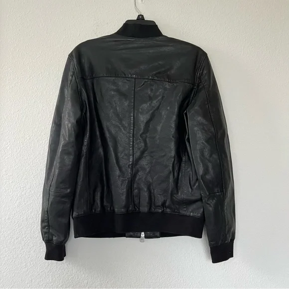AllSaints Mens Tyro Leather Bomber Jacket - Black